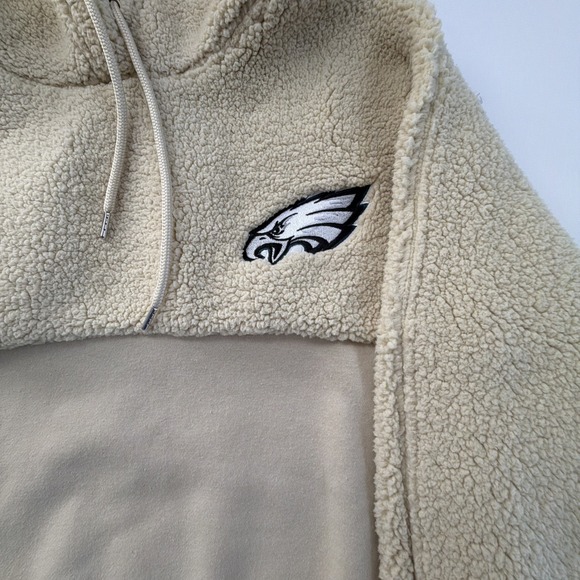Philadelphia Eagles Sherpa Cropped Hoodie Women's M NFL Team Apparel Cream - Picture 4 of 9
